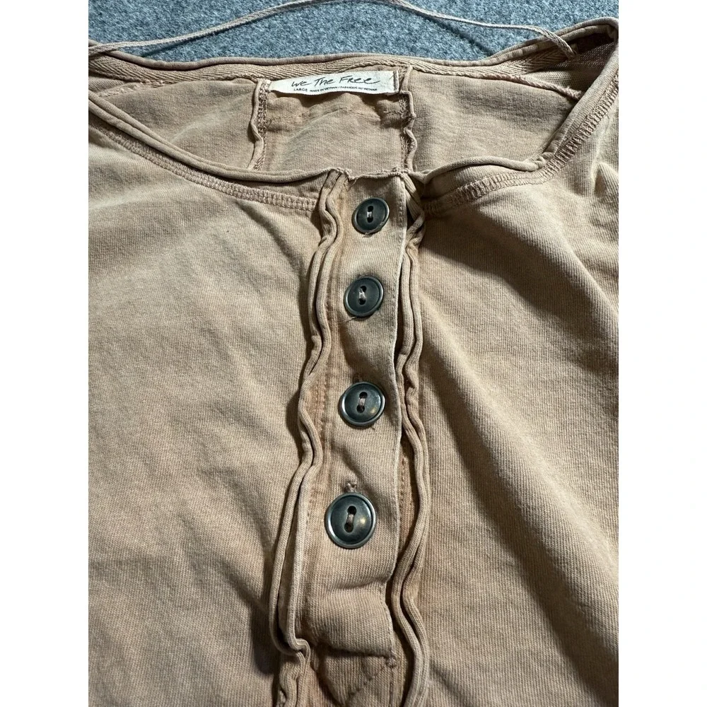 We The Free Melodi Henley Top‎ Sz L Dolman Sleeve Cropped Boho Casual Round Hem - Picture 5 of 8